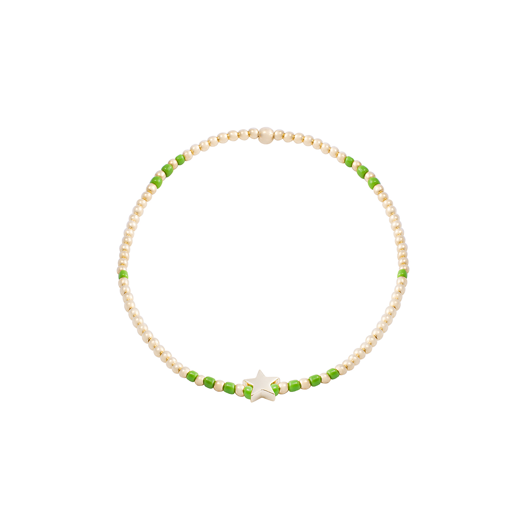 Pulsera de Plata Esterlina 925 Estrella verde Bañado en Oro 14kt 3