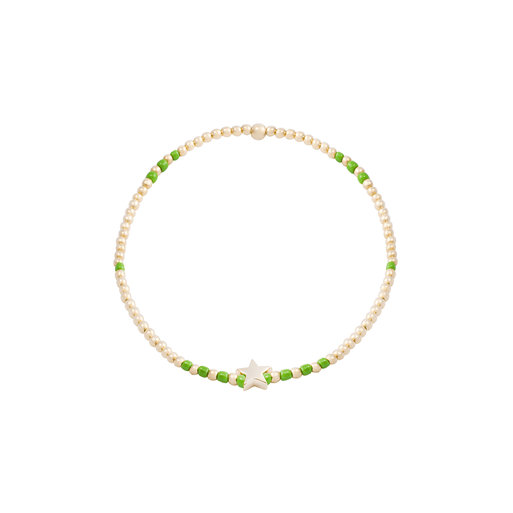 Pulsera de Plata Esterlina 925 Estrella verde Bañado en Oro 14kt 3