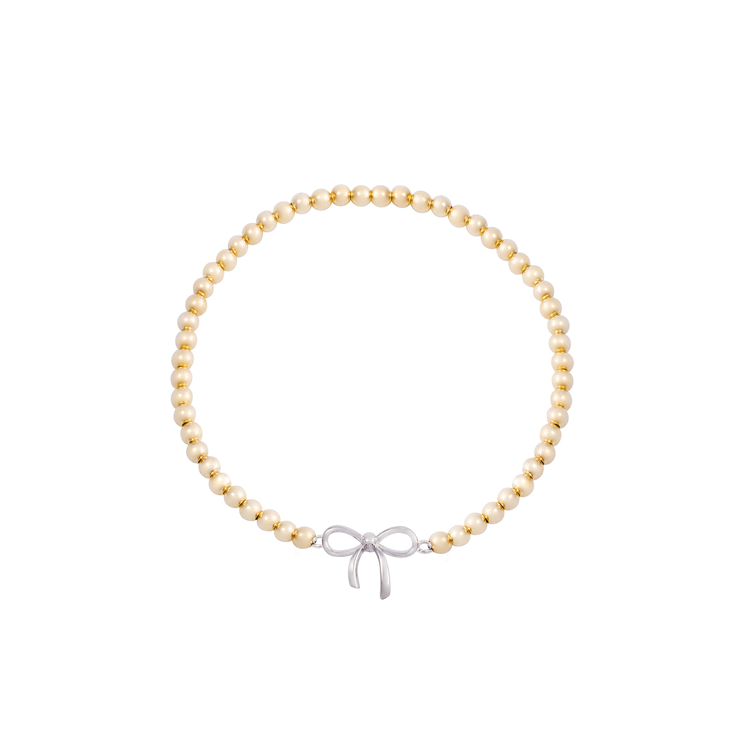 Pulsera de Plata Esterlina 925 Cinta bolitas Bañado en Oro 14kt 1