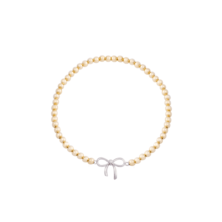 Pulsera de Plata Esterlina 925 Cinta bolitas Bañado en Oro 14kt 1
