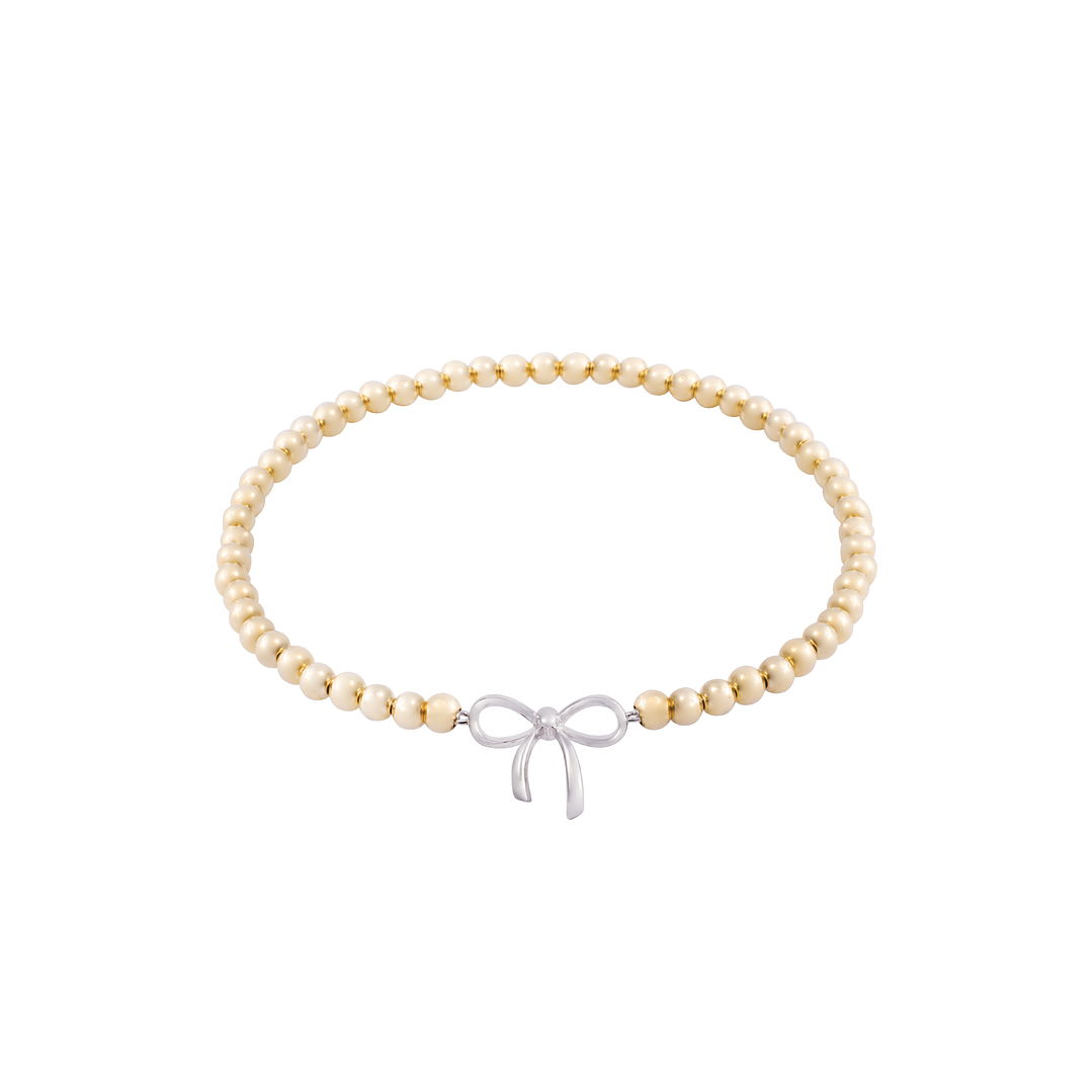 Pulsera de Plata Esterlina 925 Cinta bolitas Bañado en Oro 14kt 3