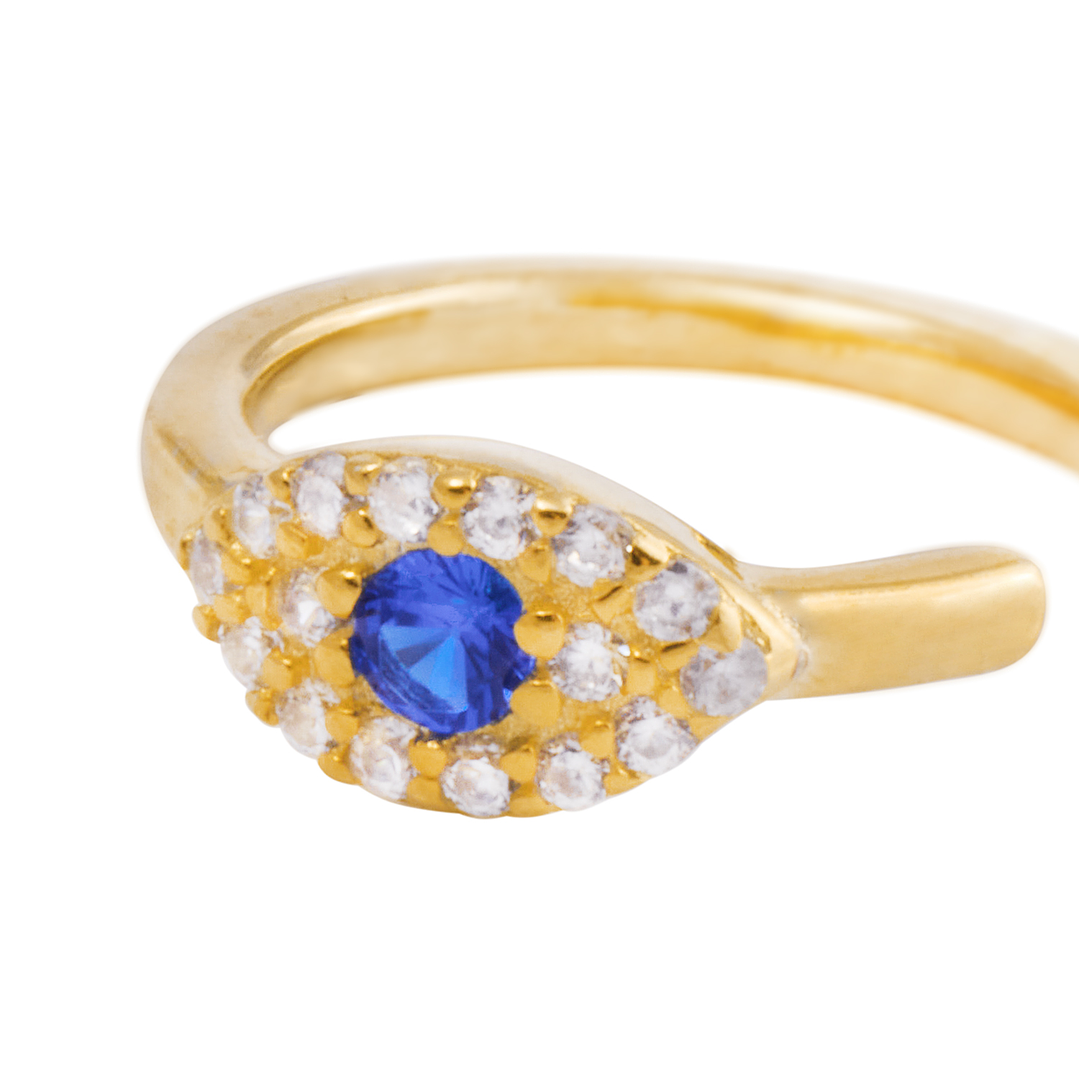 Piercing de Plata Esterlina 925 Earcuff ojo turco Bañado en Oro 14kt 2