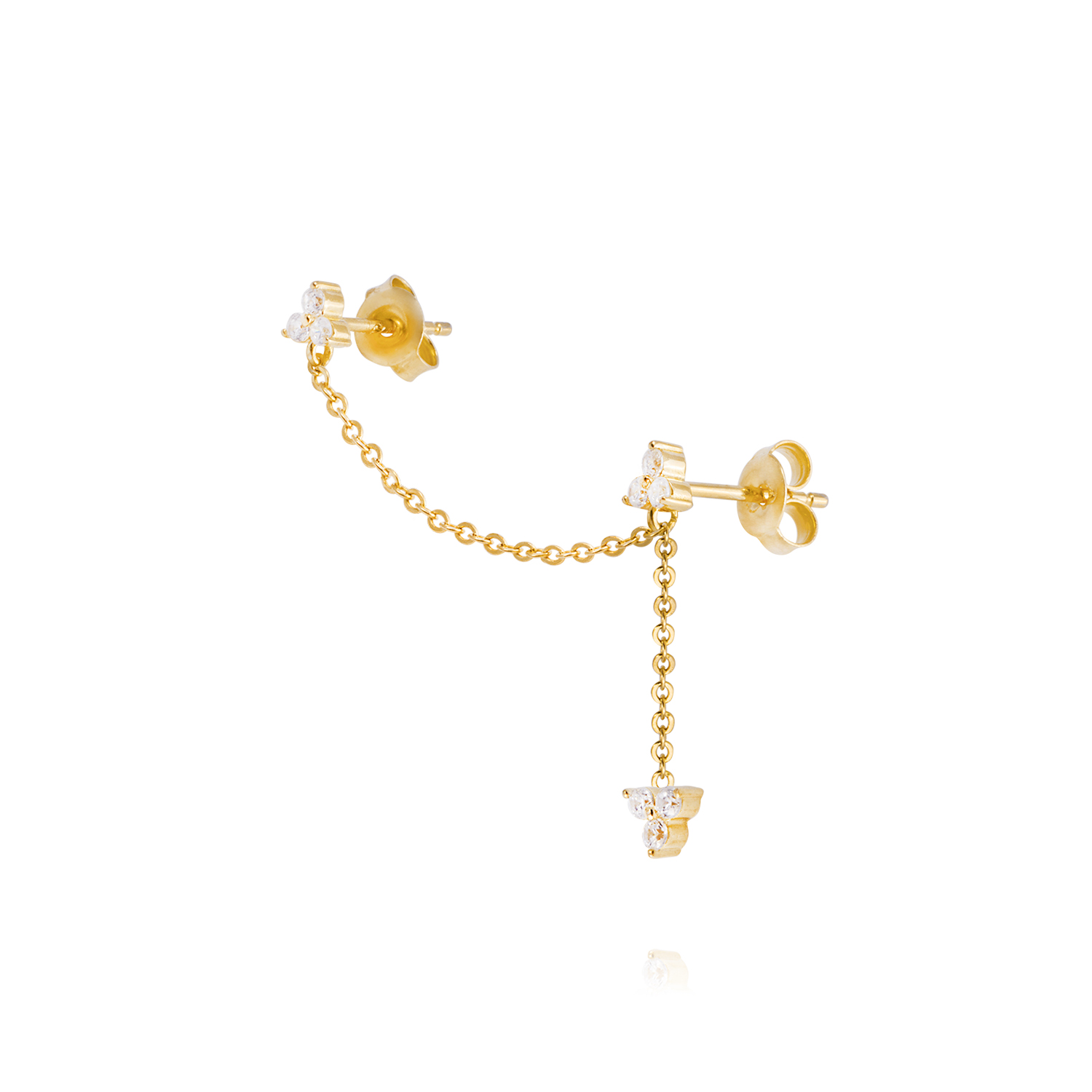 Piercing de Plata Esterlina 925 Flor colgantes Bañado en Oro 14kt 1
