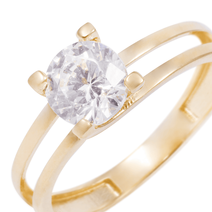 Anillo Compromiso de Oro Amarillo 18kt Solitario Circón Doble mesa 2