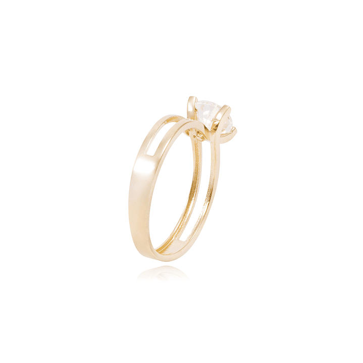 Anillo Compromiso de Oro Amarillo 18kt Solitario Circón Doble mesa 3