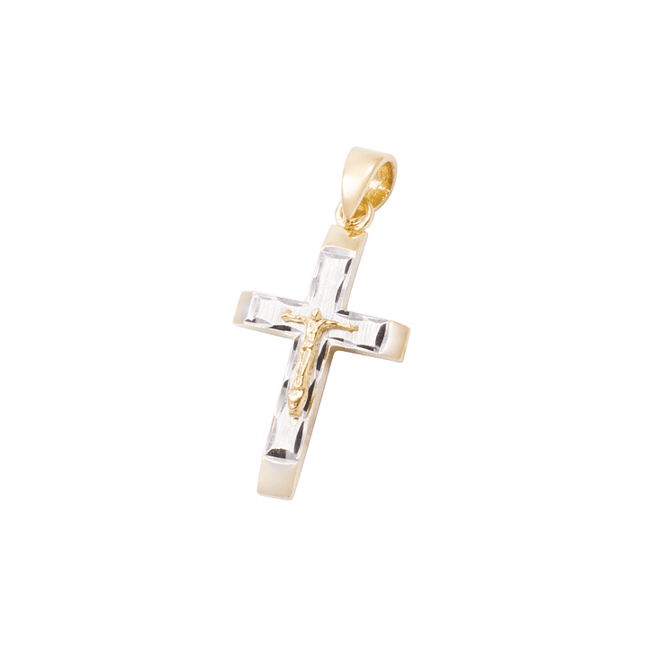 Colgante de Oro 18kt Modelo  Crucifijo Bicolor 1