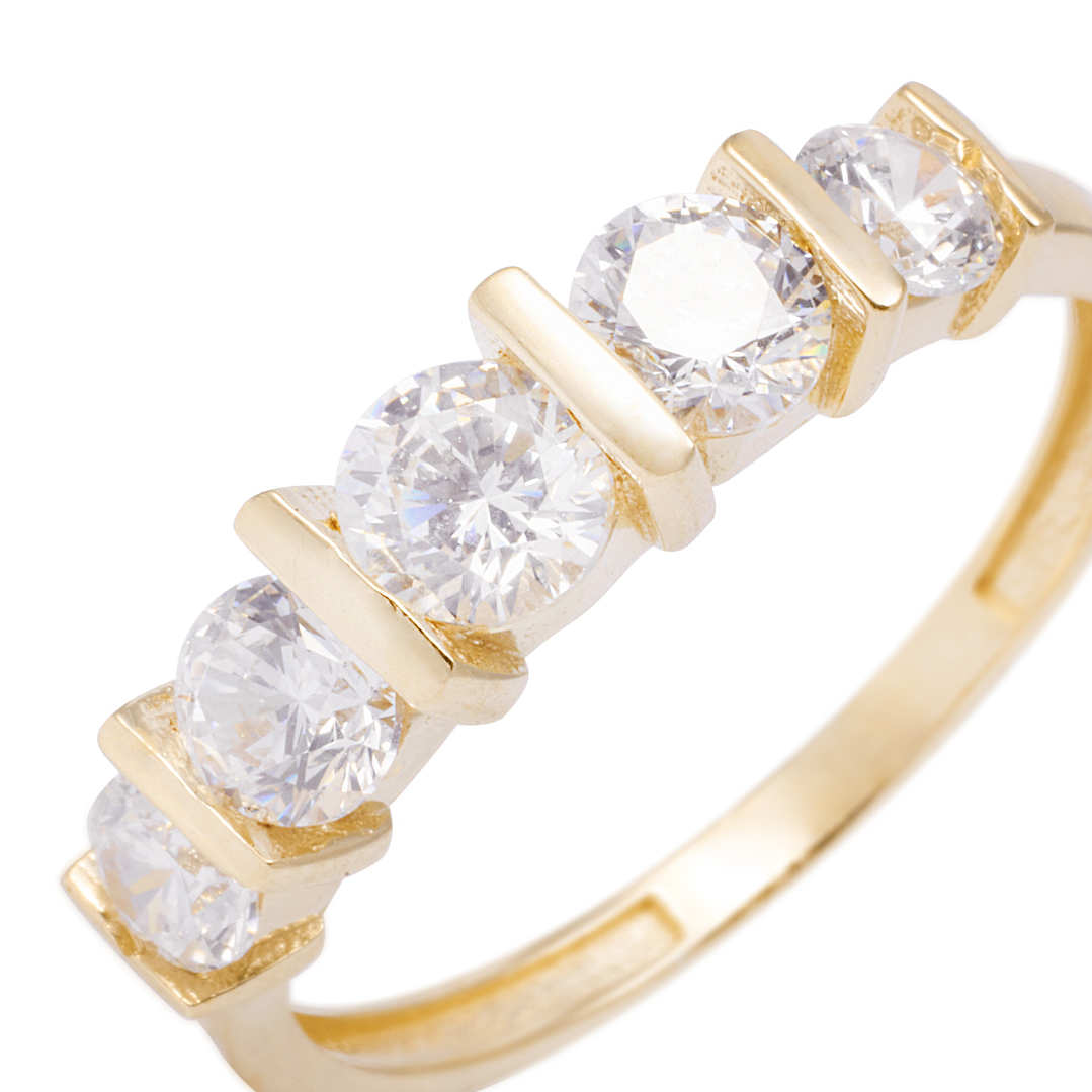 Anillo Compromiso de Oro 18Kt Cinco Circonitas Grandes 2