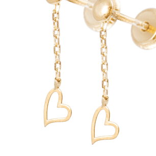 Aros Oro Amarillo 18kt Corazones Colgantes