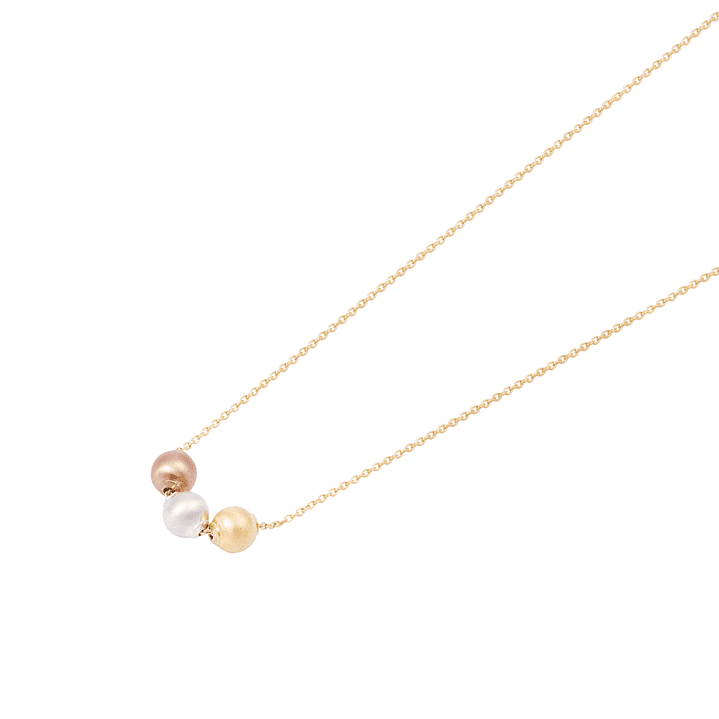 Collar Oro Amarillo 18kt 3 Bolitas Tricolor 1