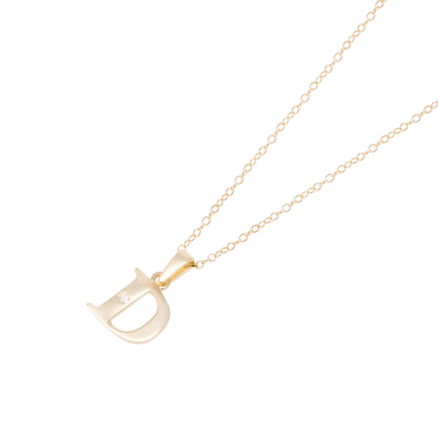 Collar de Oro de 18kt Circonitas letra D 1
