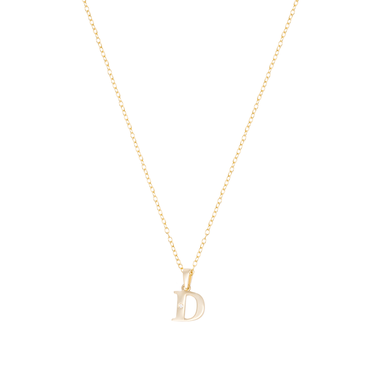 Collar de Oro de 18kt Circonitas letra D 3