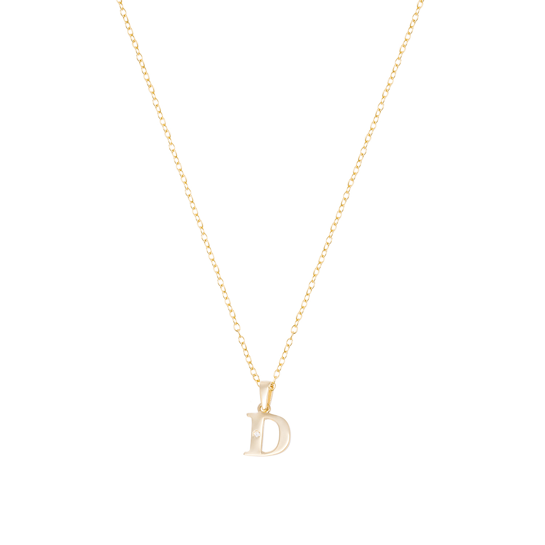 Collar de Oro de 18kt Circonitas letra D 3