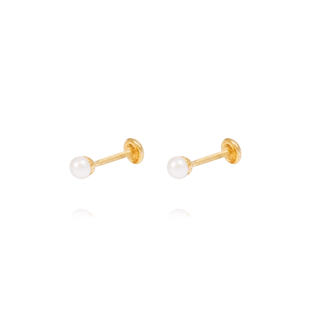 Aros Oro Amarillo 18kt Perlas 3,0 mm 2
