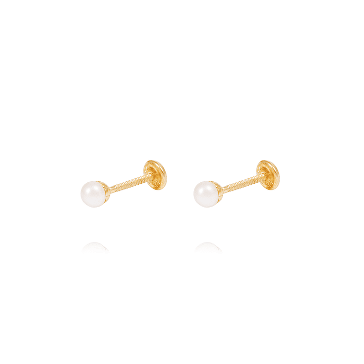 Aros Oro Amarillo 18kt Perlas 3,0 mm 2