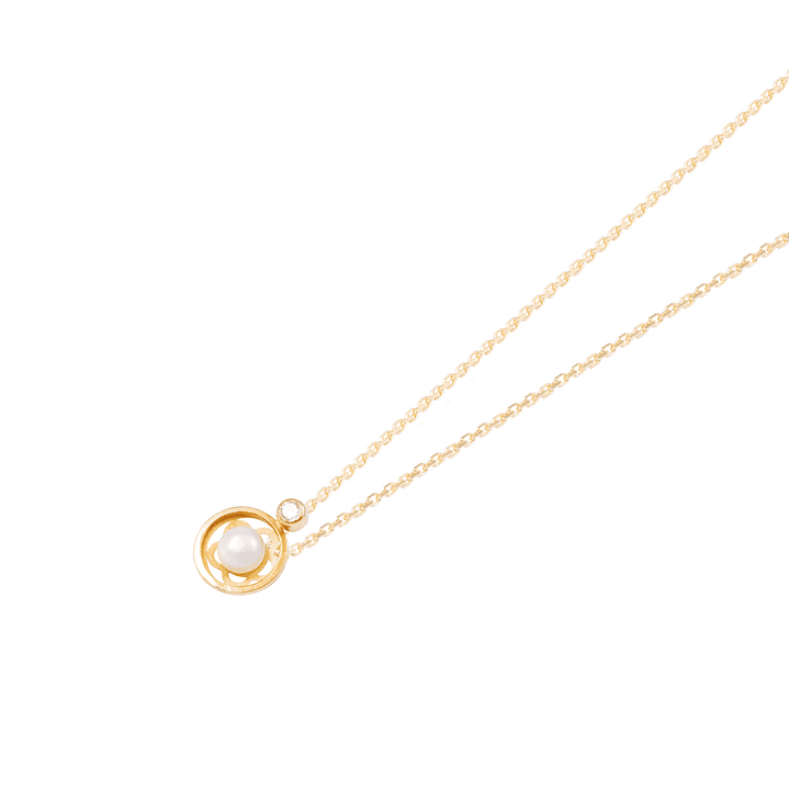 Colgante Oro Amarillo 18kt Perla Cultivada 4 mm Diseño Flor 2