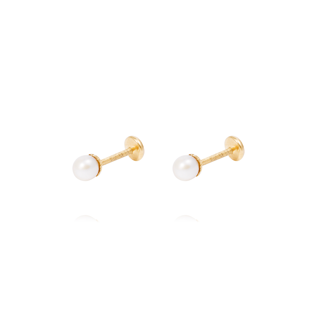 Aros Oro Amarillo 18kt Perla Cultivada 4mm 2