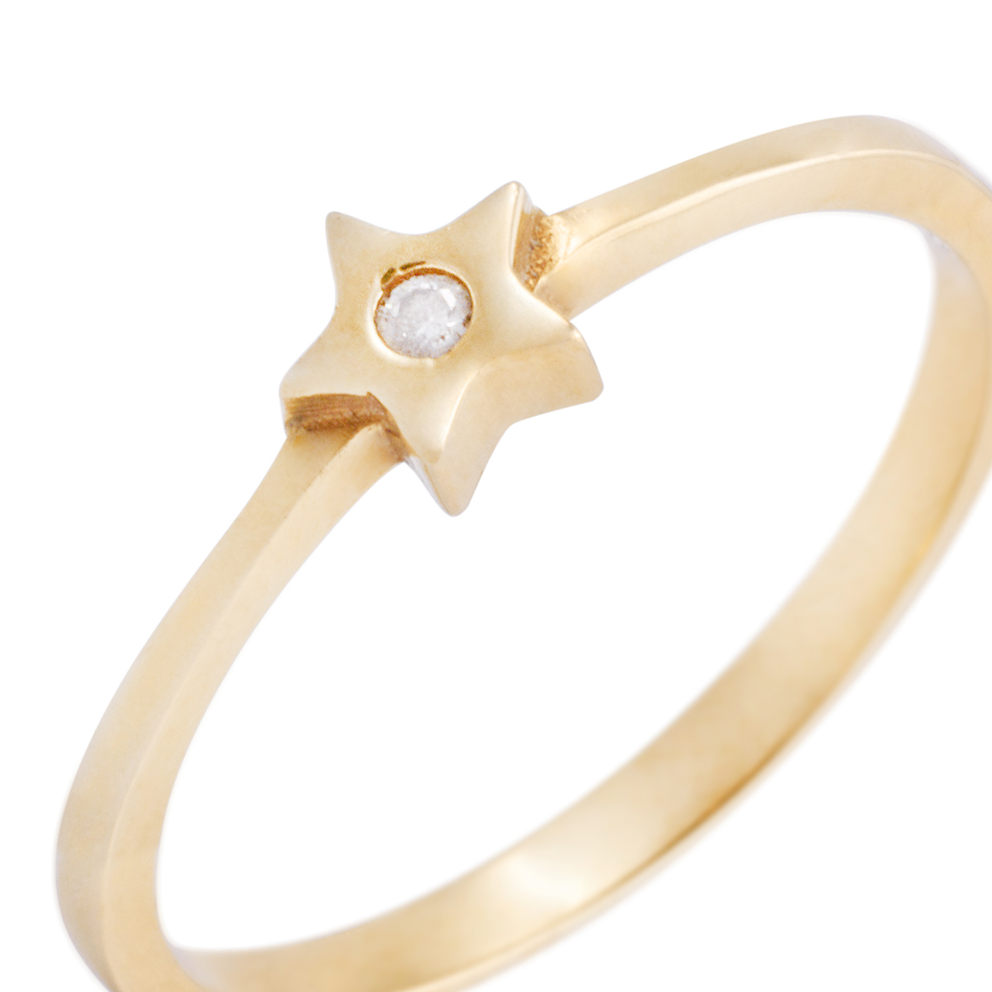 Anillo Oro Amarillo 18kt Estrella y Diamante 2