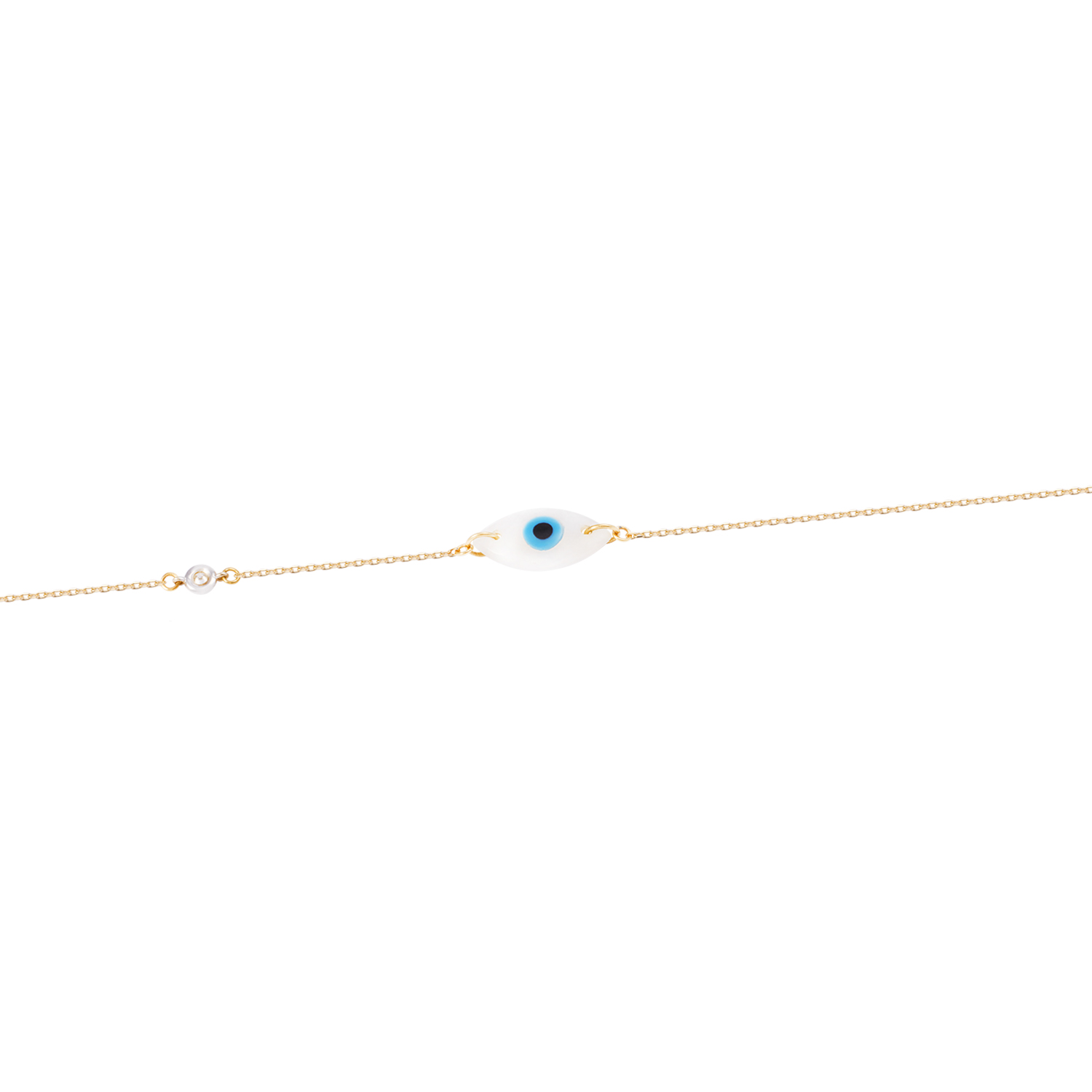 Pulsera de Oro Amarillo 18kt Ojo Turco Diamantes 1x3 Pts 3