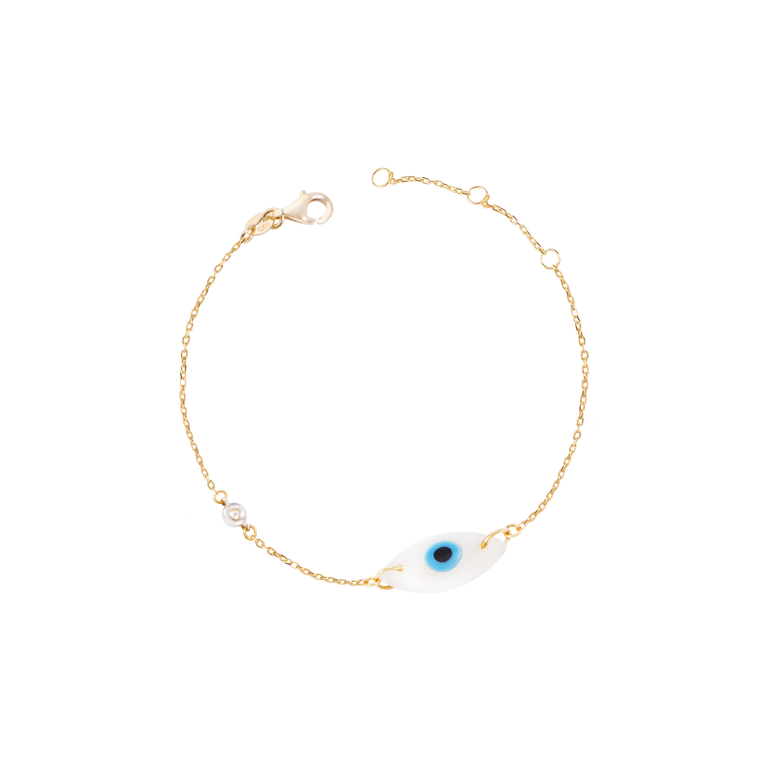 Pulsera de Oro Amarillo 18kt Ojo Turco Diamantes 1x3 Pts 1