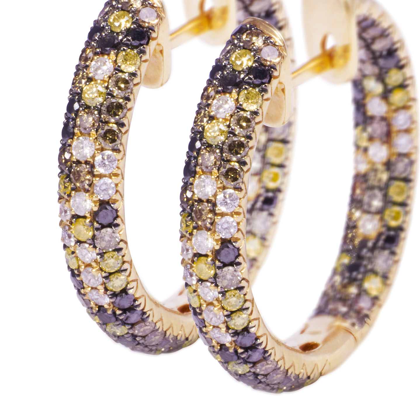 Aros Oro Amarillo 18kt Argollas Diamantes 2,21 Qlts 2