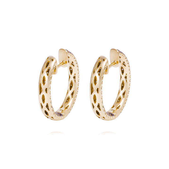 Aros Oro Amarillo 18kt Argollas Diamantes 2,21 Qlts 3