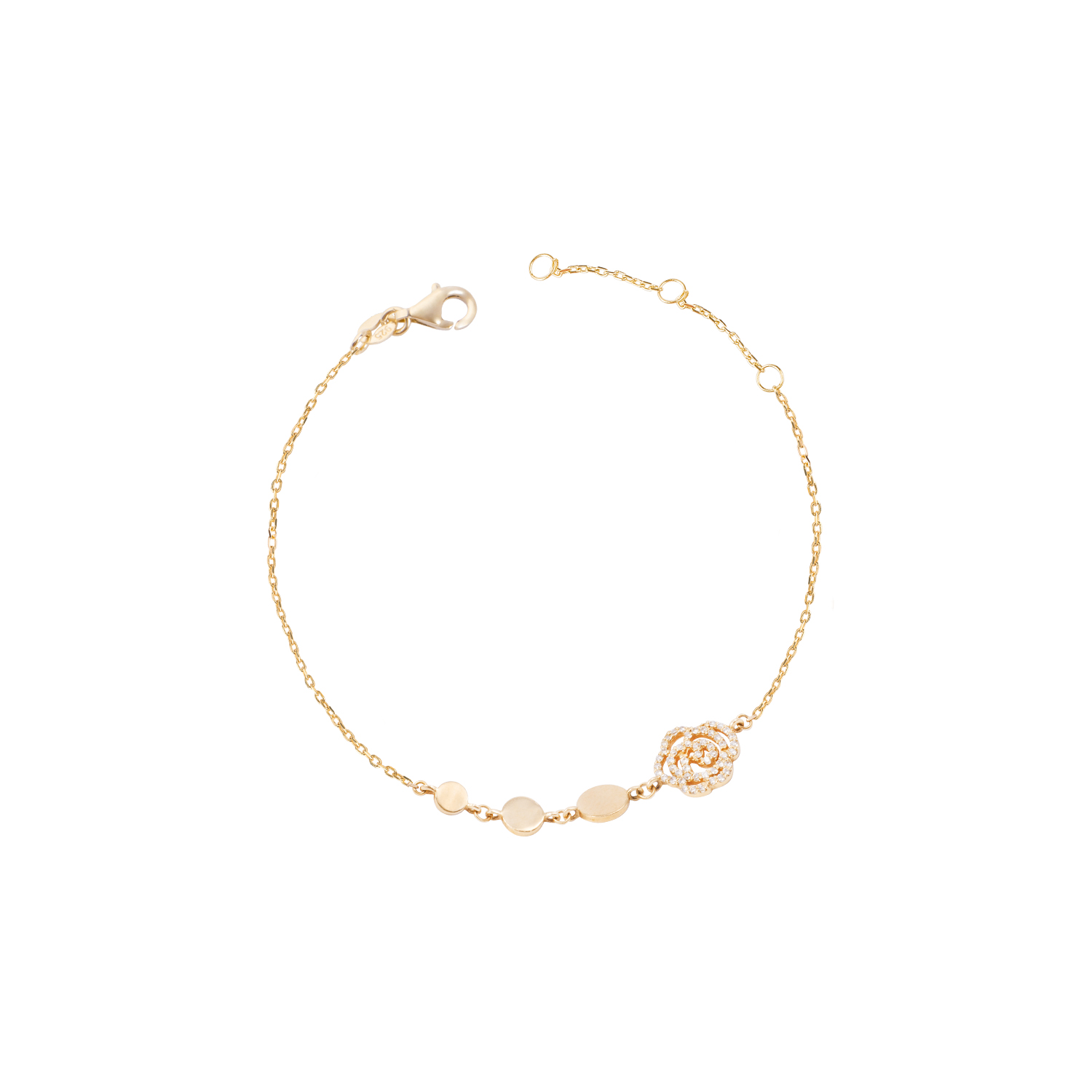 Pulsera de Oro Amarillo 18kt Rosa de Diamantes 16 Pts 1