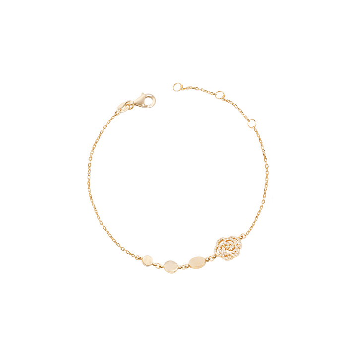 Pulsera de Oro Amarillo 18kt Rosa de Diamantes 16 Pts 1