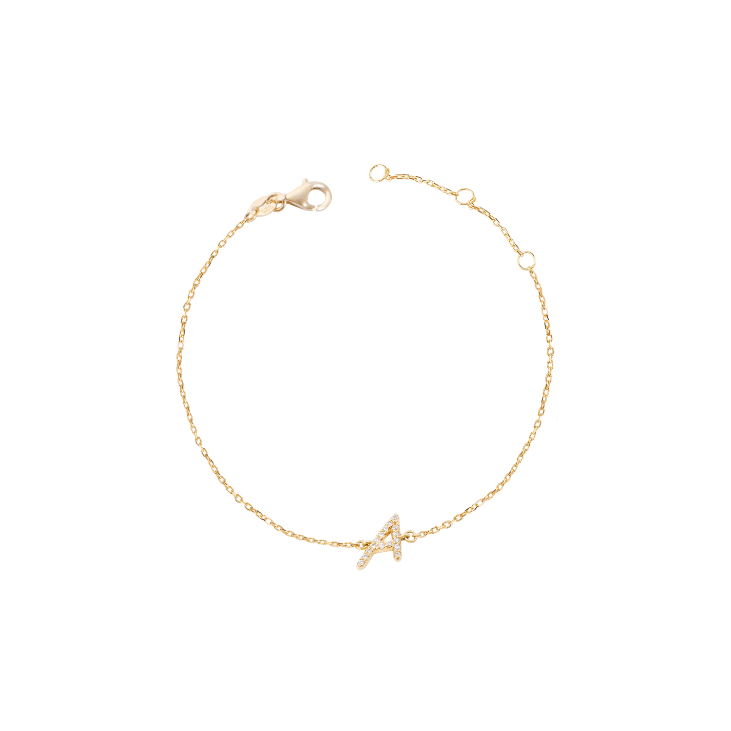 Pulsera Oro Amarillo 18kt Letra A 6 Pts 1