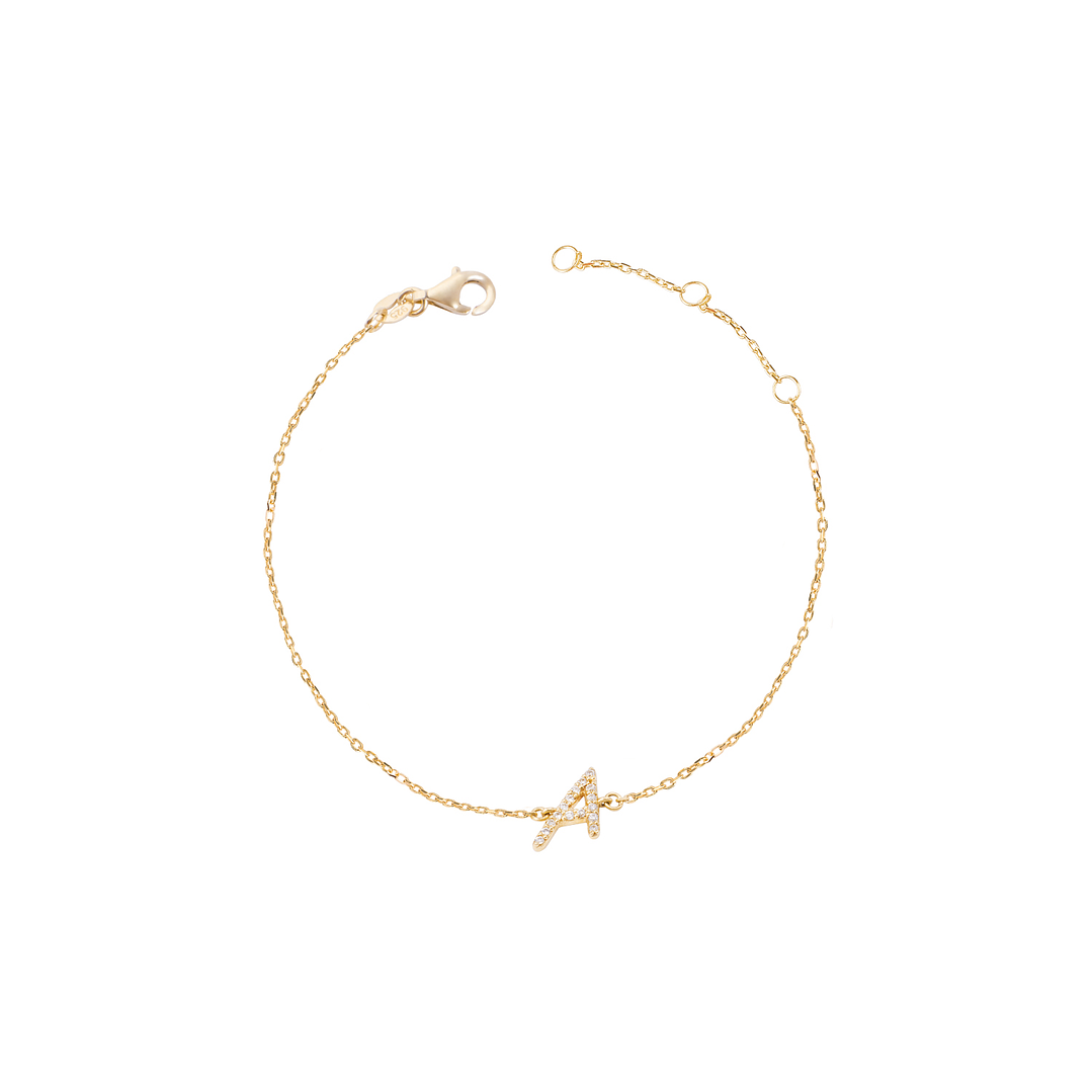 Pulsera Oro Amarillo 18kt Letra A 6 Pts 1