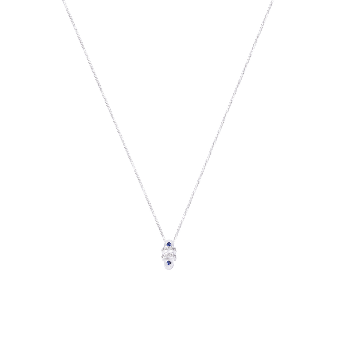 Colgante Oro Blanco 18kt  Diamante 9pts y Zafiro 6pts 3