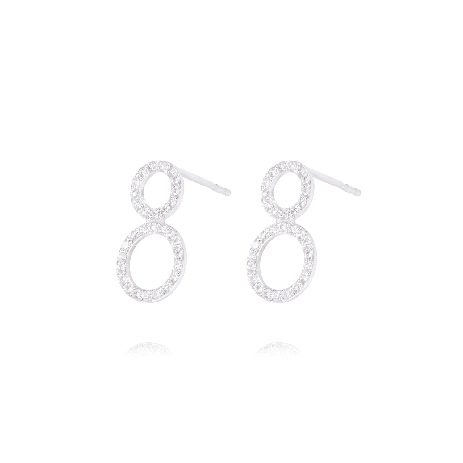Aros Oro Blanco 18kt Dos Círculos Diamantes 53 Pts 1