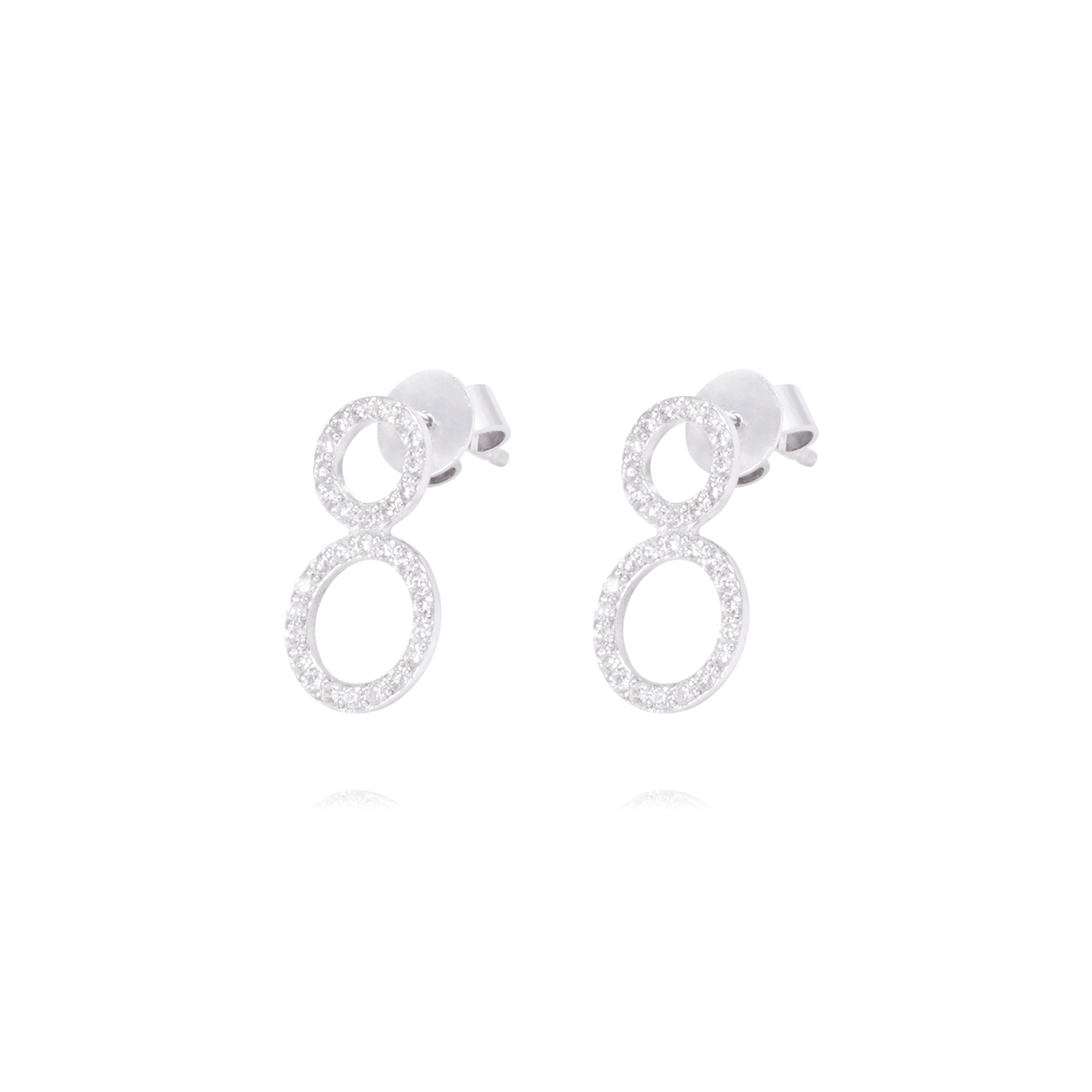 Aros Oro Blanco 18kt Dos Círculos Diamantes 53 Pts 2