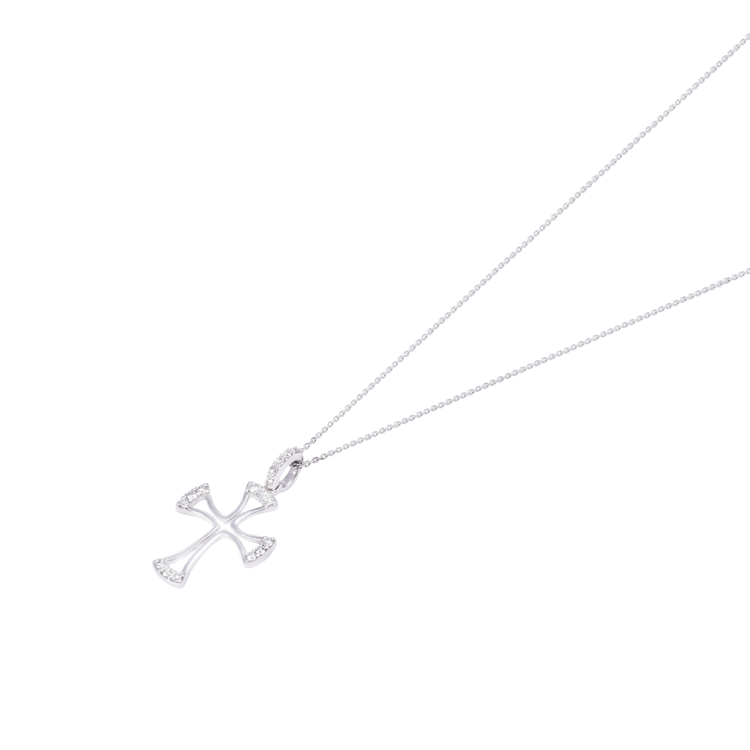 Collar Oro Blanco 18kt Cruz Sagrada Diamantes 9 Pts 1