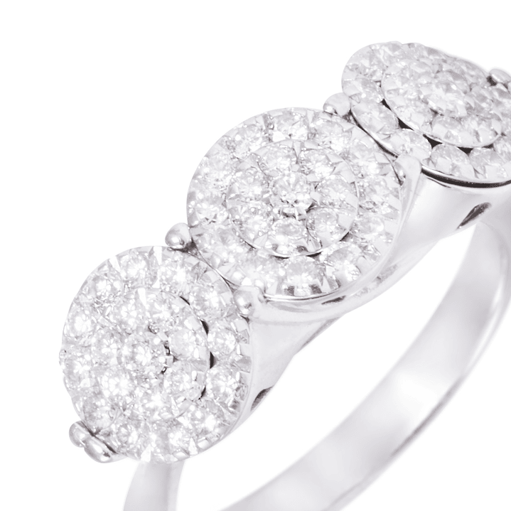 Anillo Compromiso Oro Blanco 18kt Tres Círculos Diamantes 1,02Qlts 2