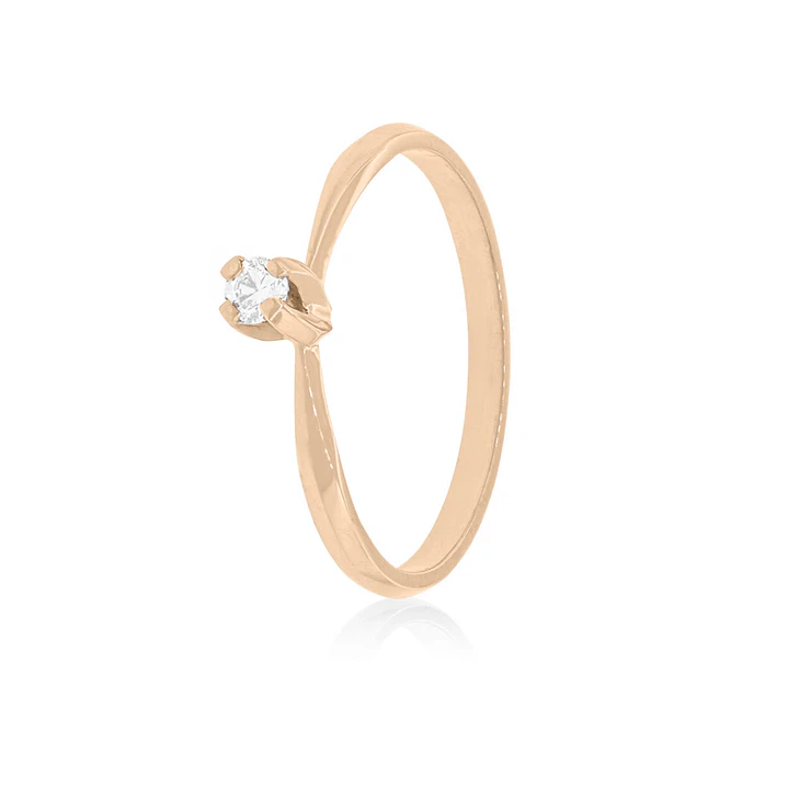 Anillo de compromiso Oro Rosado 18kt Modelo Niza Diamante Solitario de 14ptos 1