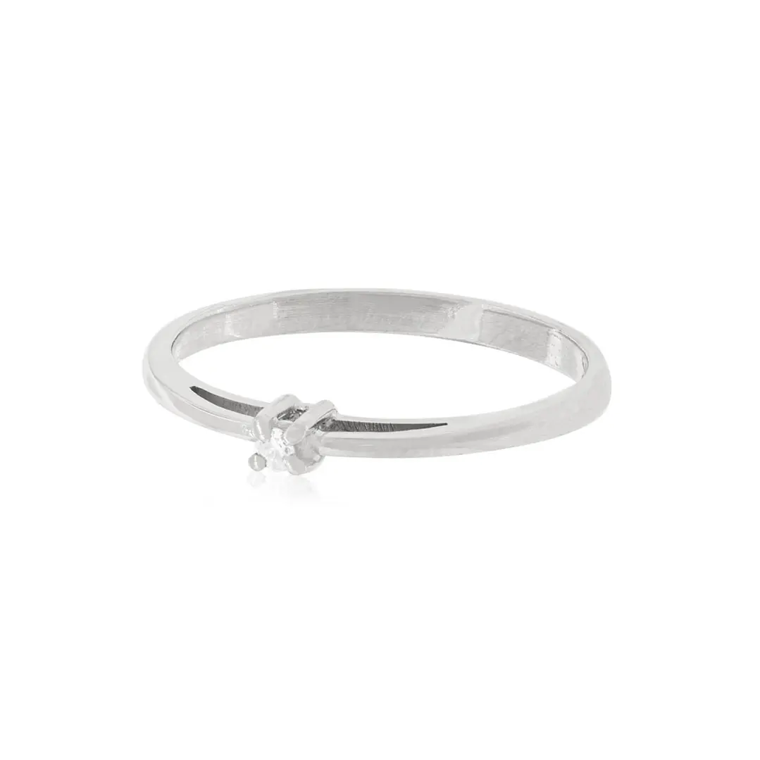 Anillo de compromiso Oro Blanco 18kt Modelo Mónaco Diamante Solitario de 12ptos 3