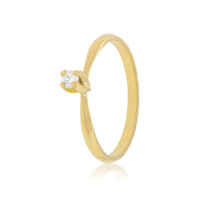 Anillo de compromiso Oro Amarillo 18kt Modelo Niza Solitario de 10ptos 1
