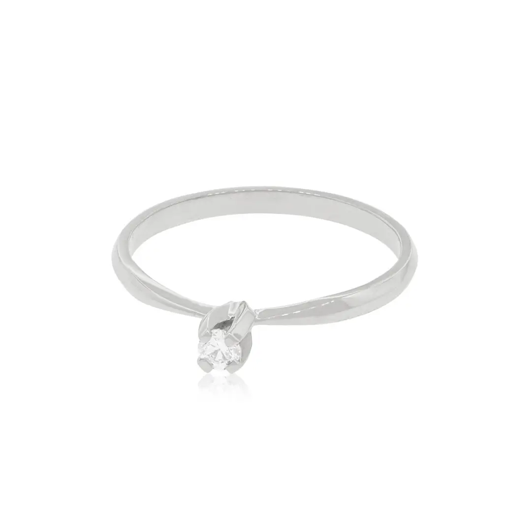 Anillo de compromiso Oro Blanco 18kt Modelo Niza Diamante Solitario de 10ptos 3