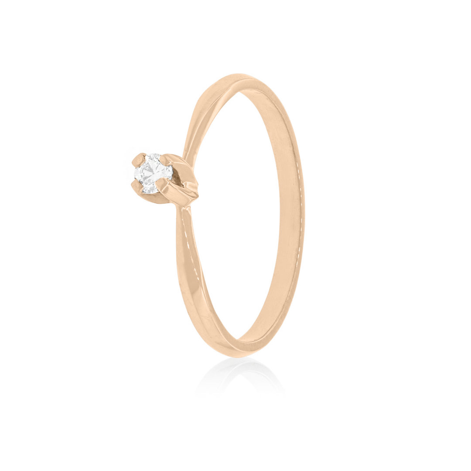Anillo de compromiso Oro Rosado 18kt Modelo Niza Diamante Solitario de 12ptos 1
