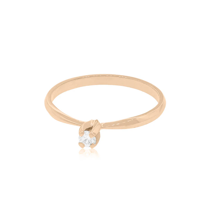 Anillo de compromiso Oro Rosado 18kt Modelo Niza Diamante Solitario de 12ptos 3