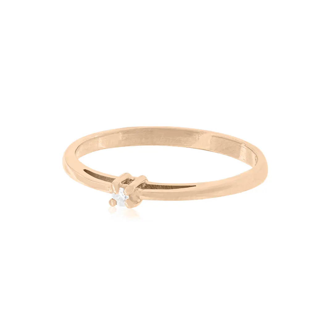 Anillo de compromiso Oro Rosado 18kt Modelo Mónaco Diamante Solitario de 3ptos 3