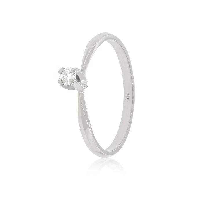 Anillo de compromiso Platino Modelo Niza Diamante Solitario de 14ptos 1