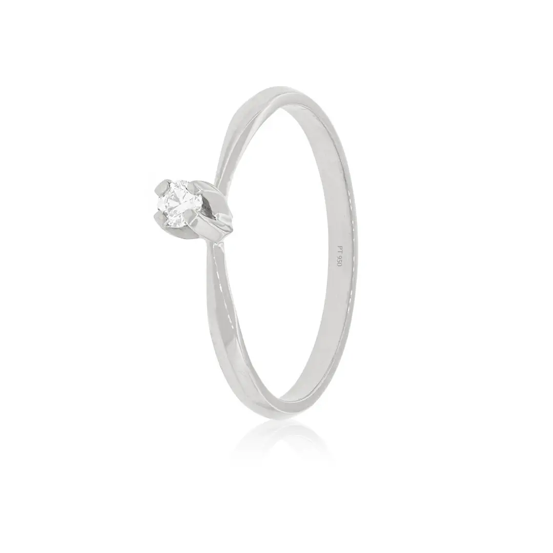 Anillo de compromiso Platino Modelo Niza Diamante Solitario de 6ptos 1