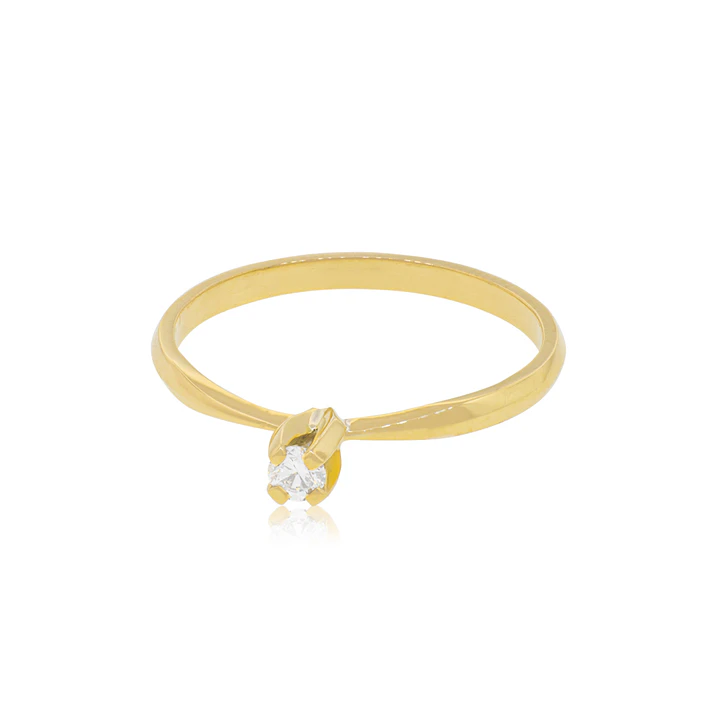 Anillo de compromiso Oro Amarillo 18kt Modelo Niza Diamante Solitario de 12ptos 3