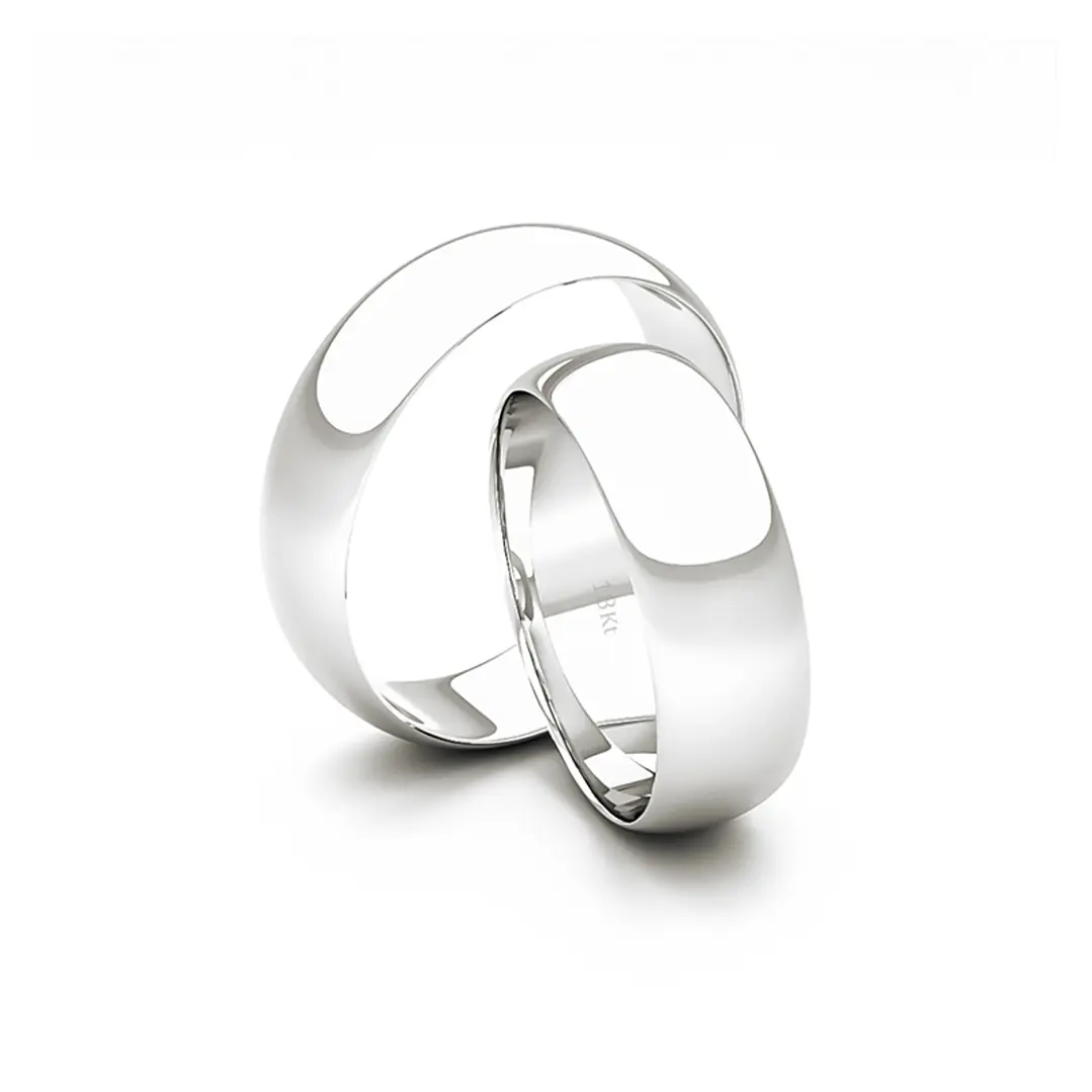 Par de Argollas Oro Blanco 18kt Modelo Inglés Argos 5mm 2