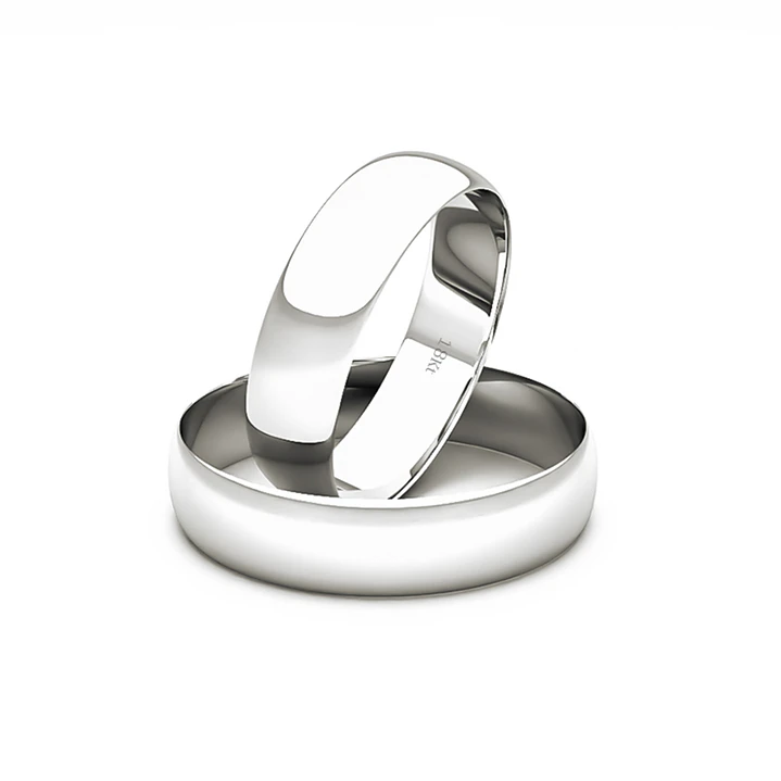 Par de Argollas Oro Blanco 18kt Modelo Inglés Vicenza 4mm 1