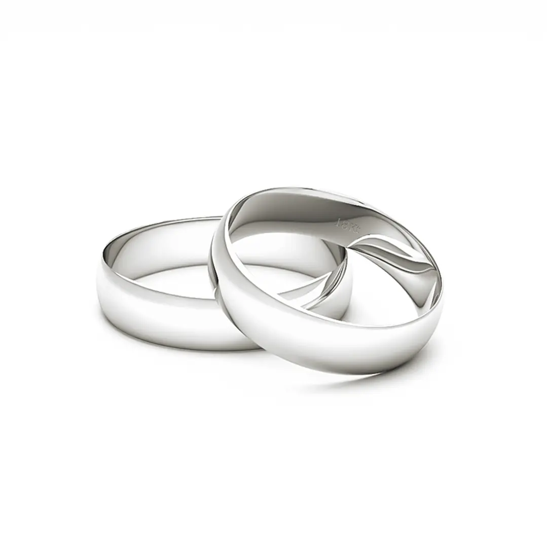 Par de Argollas Oro Blanco 18kt Modelo Inglés Vicenza 4mm 3