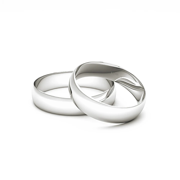 Par de Argollas Oro Blanco 18kt Modelo Inglés Vicenza 4mm 3