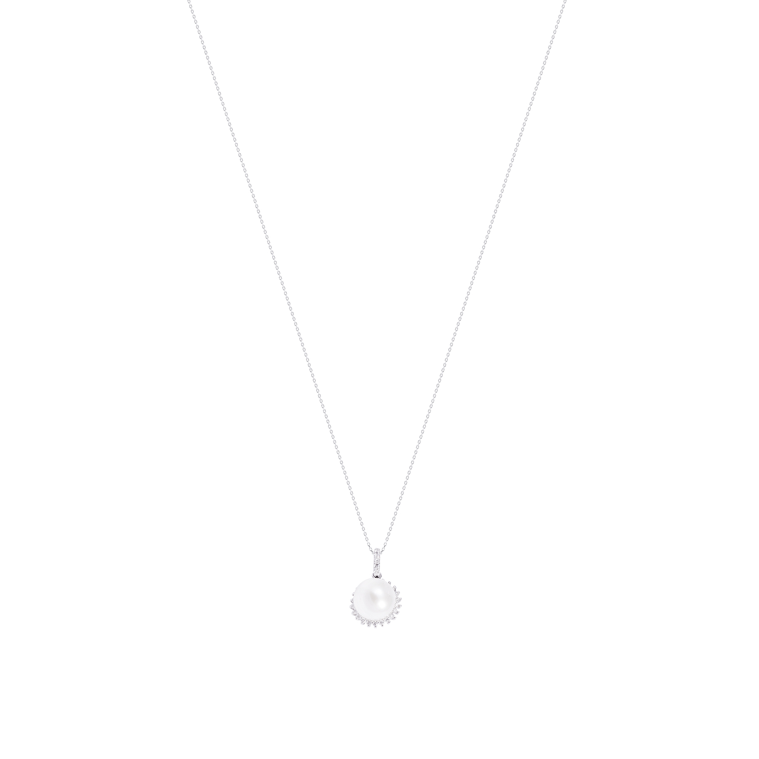 Collar Oro Blanco 18kt Perla 5-6 mm y Diamantes 14 Pts 3