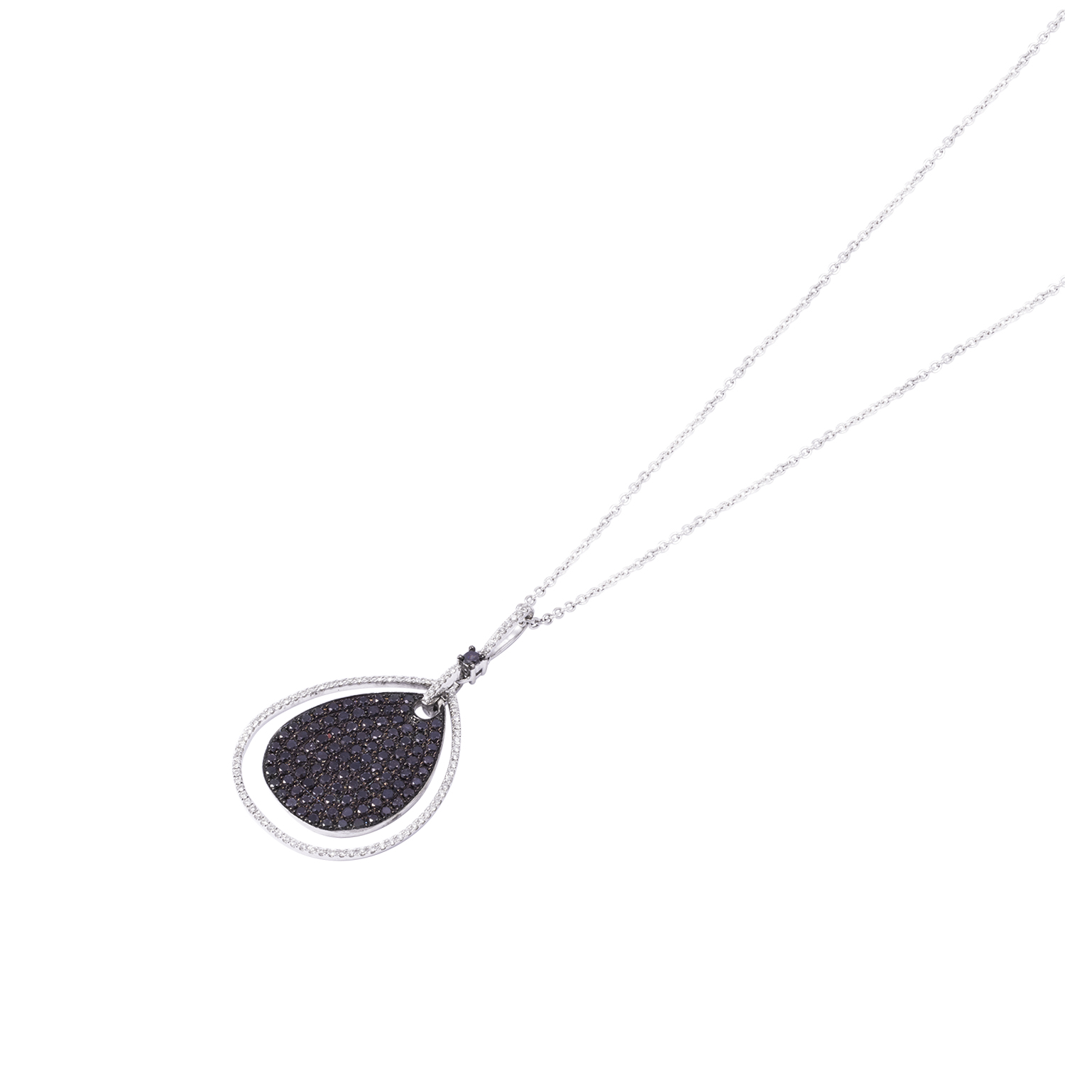 Collar Oro Blanco 18kt Gota de Diamantes 2,39 Qlts 1
